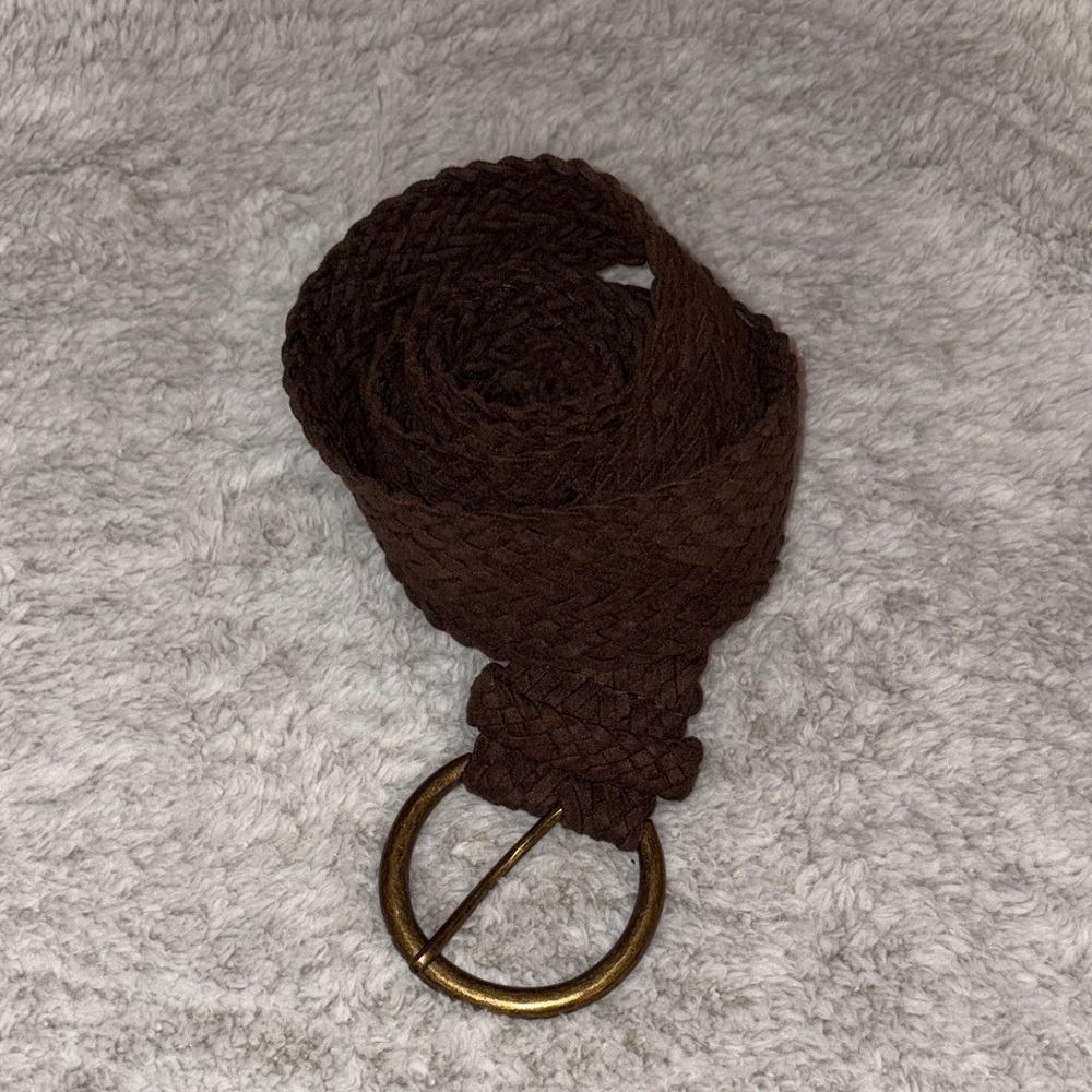 Brown Braided Belt with Gold Buckle